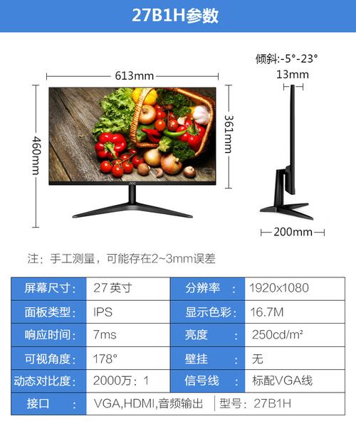 24寸显示器多少瓦